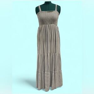 Blue and White Striped Maxi Dress